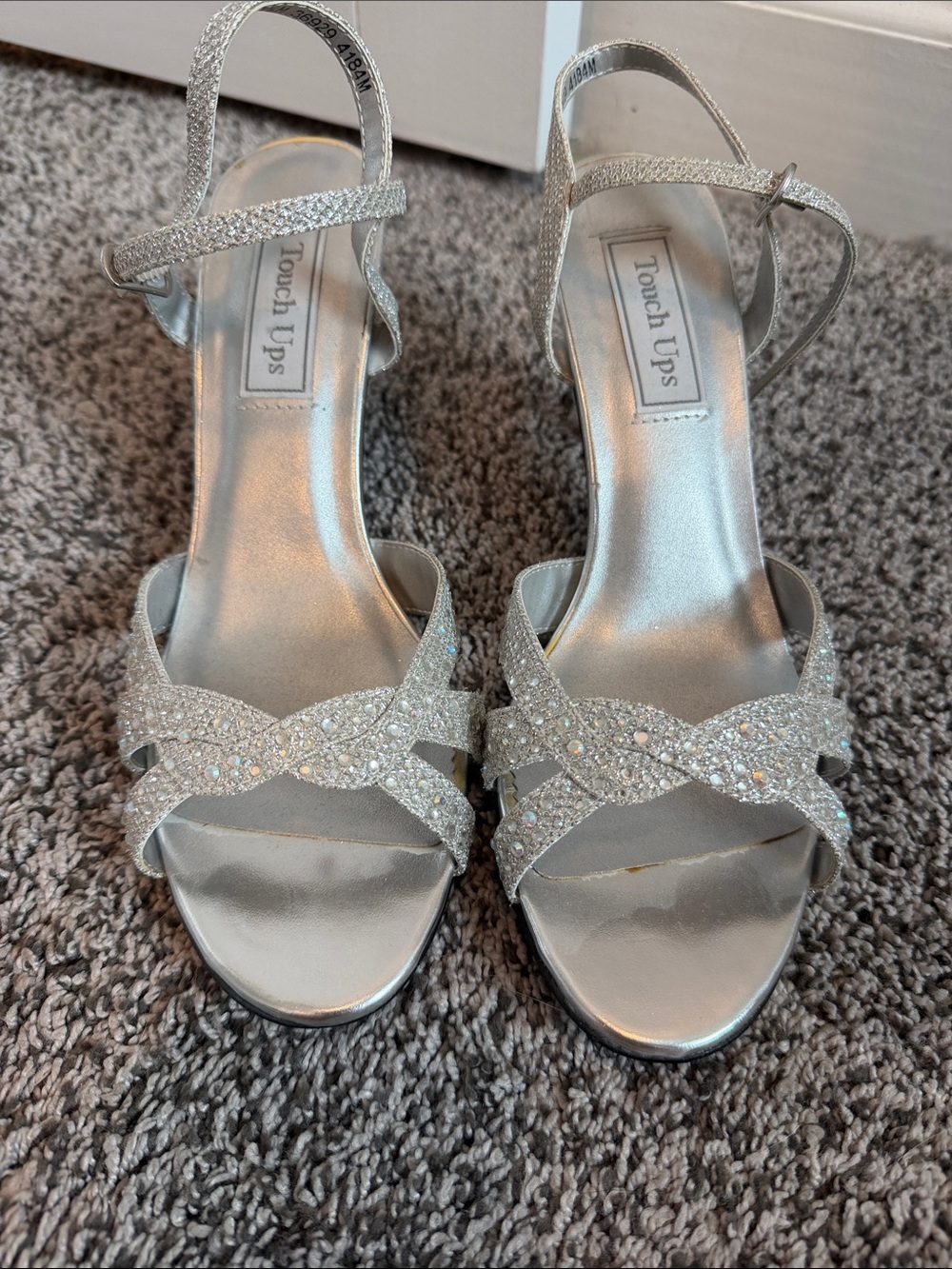 Touch Ups Silver Sparkle Strappy Dress Heels